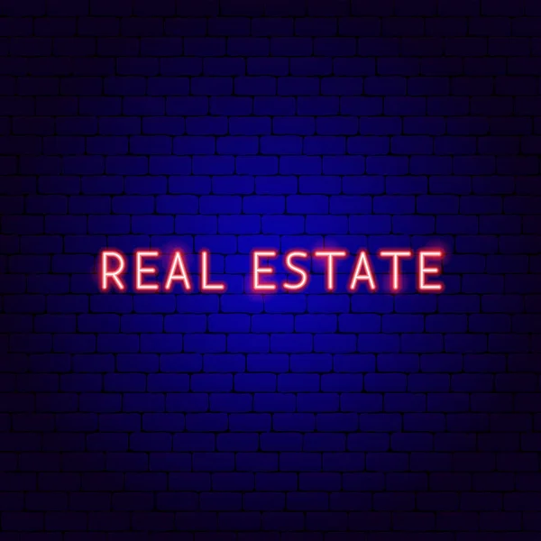 Real Estate Neon Text — Stock Vector