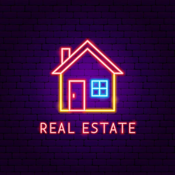 Real Estate Neon Label — Stock vektor