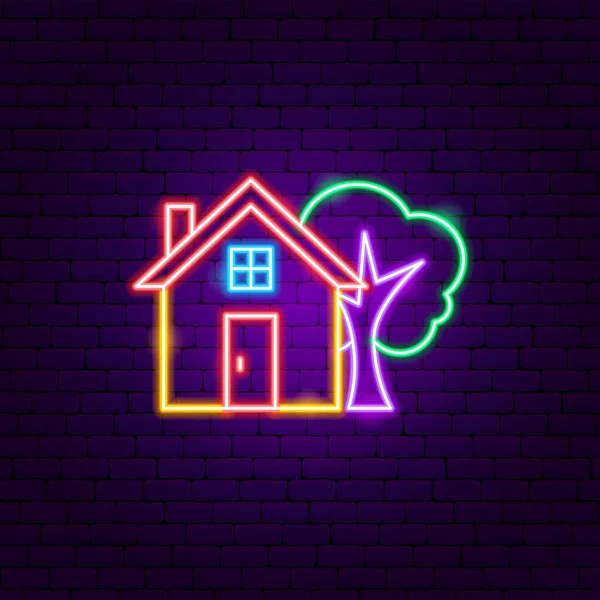 Home Tree Neon Sign — стоковый вектор