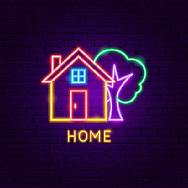 Home Neon Label — стоковый вектор