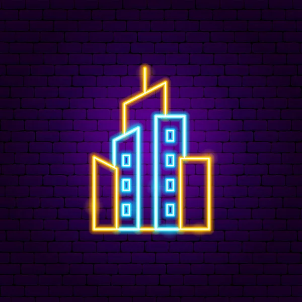 Şehir manzarası Neon İşareti — Stok Vektör