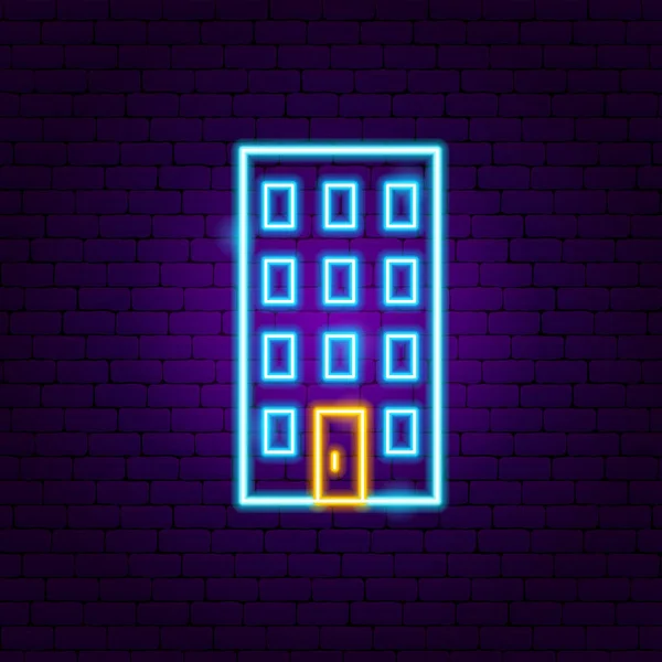 Edificio Neon Sign — Vector de stock