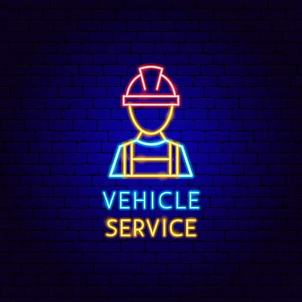 Service véhicule Étiquette néon — Image vectorielle