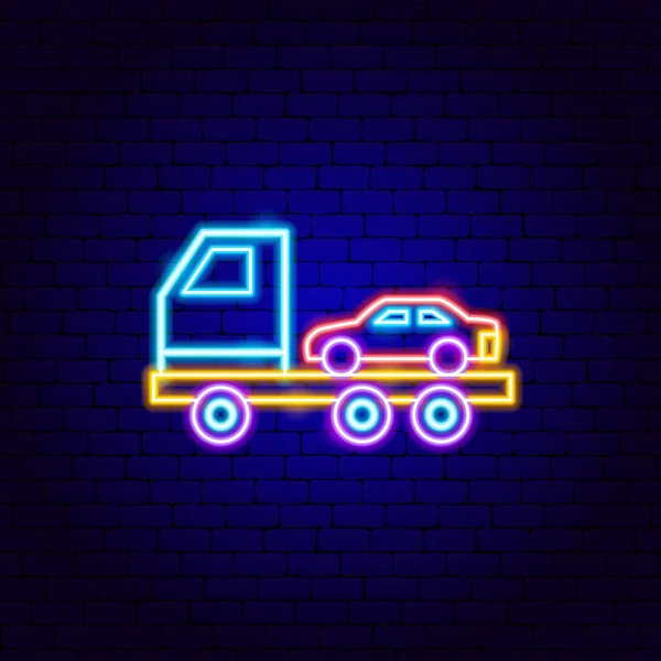 Tow Truck Neon Sign — Stock Vector