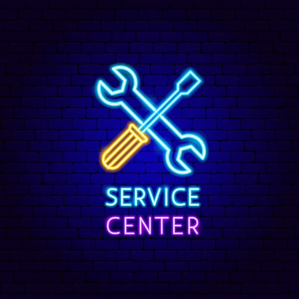 Centre de service Étiquette néon — Image vectorielle