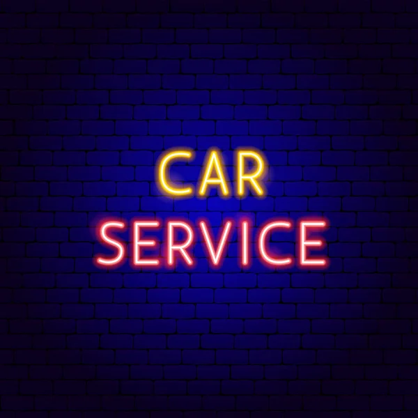 Service de voiture Texte néon — Image vectorielle