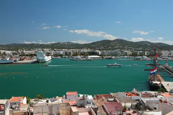 Liman Şehir Kıyıya Ibiza Spanya — Stok fotoğraf