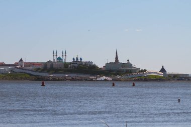 Kazanka Nehri ve Kazan Kremlin. Tataristan, Rusya Federasyonu