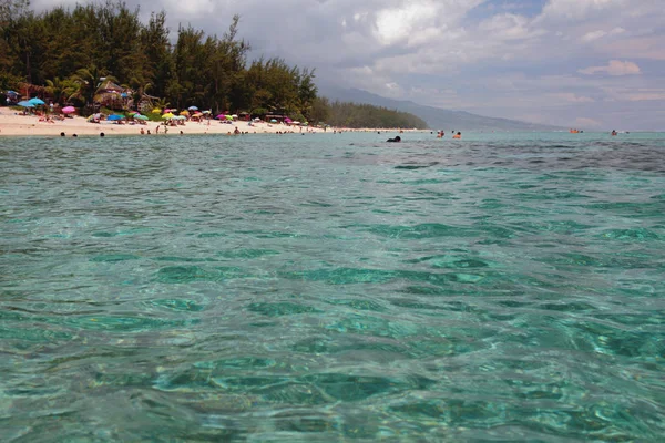 Água Transparente Costa Oceânica Ermida Lagoa Reunião — Fotografia de Stock