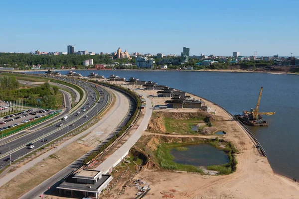 Rekonstrukcja Stref Przybrzeżnych Wzdłuż Transportu Dam Kazan Federacja Rosyjska — Zdjęcie stockowe