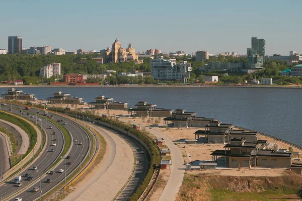 Wiederhergestellte Böschung Fluss Und Stadt Kasan Russland — Stockfoto