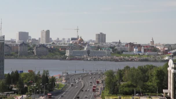 Historisch Centrum Van Stad Vervoer Dam Kazan Tatarije — Stockvideo