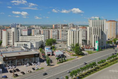 Kazan, Tataristan, Rusya Federasyonu - 21 Haziran 2018: Şehir ve işlek cadde