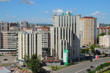 Kazan, Tataristan, Rusya Federasyonu - 21 Haziran 2018: Otel kompleksi ve şehir