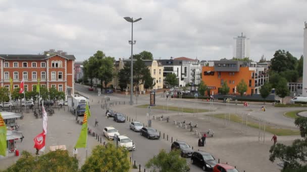 Rostock Deutschland Juli 2018 Bahnhofsplatz — Stockvideo