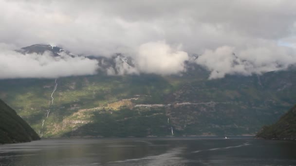 Ústa Geirangerfjorda Stranda Norsko — Stock video