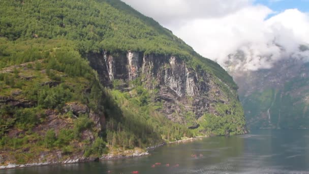 Geirangerfjordovo Pobřeží Stranda Norsko — Stock video