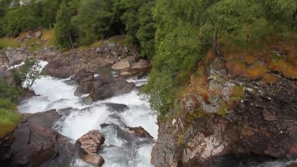 Fluss Gebirgsschlucht Geiranger Stranda Norwegen — Stockvideo