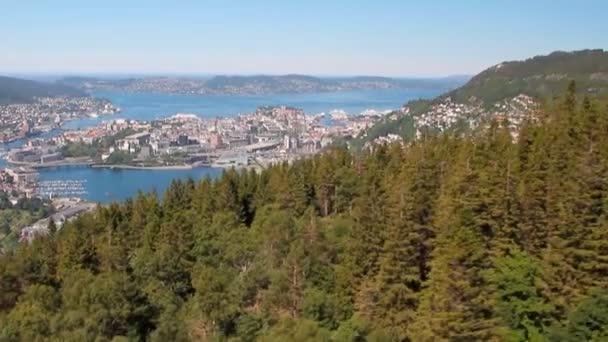 Hillside Città Sulla Costa Del Golfo Del Mare Bergen Norvegia — Video Stock