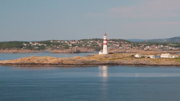 Meeresküste Und Leuchtturm Kristiansand Norwegen — Stockvideo