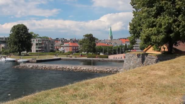 Uitzicht Stad Van Christianholm Kristiansand Noorwegen — Stockvideo