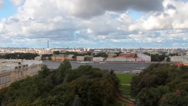 Vista Dall Alto Sulla Città Sul Fiume San Pietroburgo Russia — Video Stock
