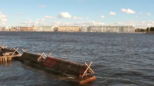 Río Neva Ciudad Tierra San Petersburgo Rusia — Vídeo de stock