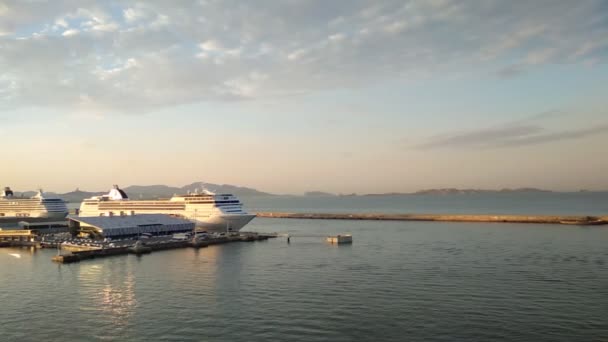 Zona Acuática Del Puerto Cruceros Marítimos Marsella Francia — Vídeo de stock