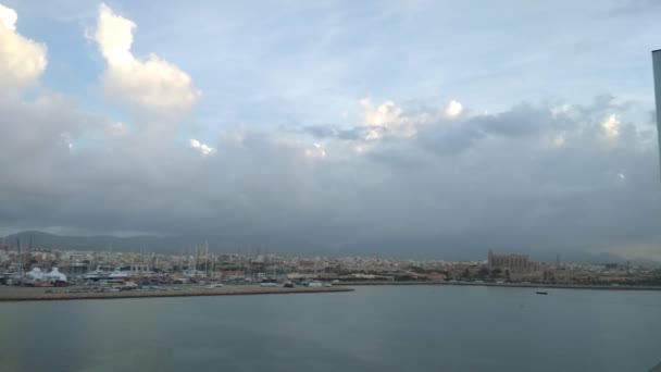 Porto Cidade Catedral Costa Marítima Palma Maiorca Espanha — Vídeo de Stock