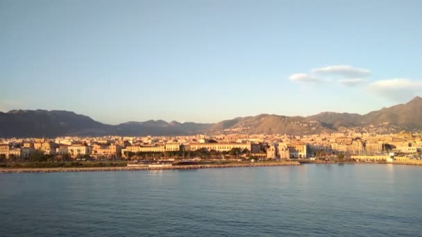 Costa Mar Cidade Montanhas Palermo Itália — Vídeo de Stock