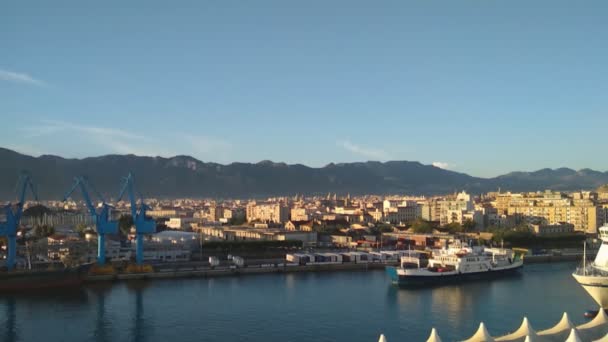Puerto Marítimo Ferry Ciudad Palermo Italia — Vídeos de Stock