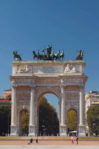 Arco Triunfal Arco Della Pace Milán Italia — Foto de Stock