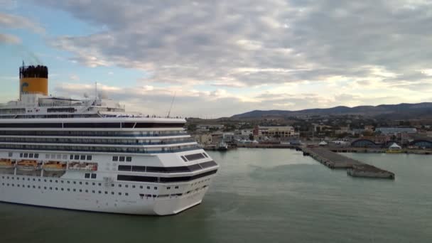 Civitavecchia Italië Okt 2018 Bestuur Achtersteven Van Cruise Liner Steun — Stockvideo