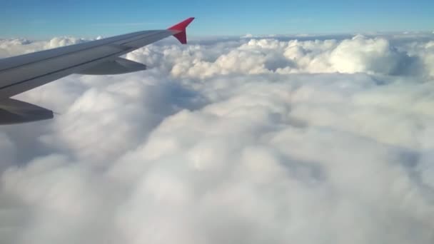 Крыло Самолета Облака Уменьшаются Франкфурт Майн Германия — стоковое видео