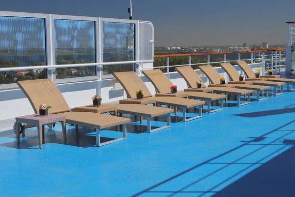 Lounge zone on deck of cruise liner