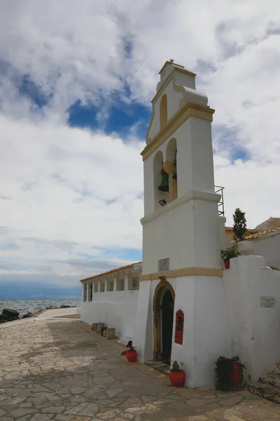 Campanario Del Monasterio Vlakherna Kanoni Corfú Grecia — Foto de Stock