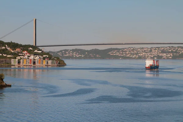 Sea Gulf Coast Cable Stayed Bridge Bergen Hordaland Norway — Stock Photo, Image