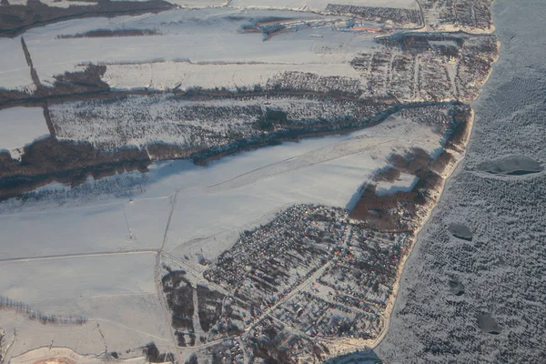 Fotografia Aerea Insediamenti Matyushino Klyuchishchi Sulla Riva Del Volga Kazan — Foto Stock