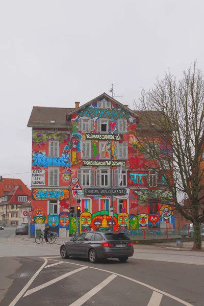 德国巴登 符腾堡州图宾根 2018年1月7日 城市街道和青年中心 — 图库照片