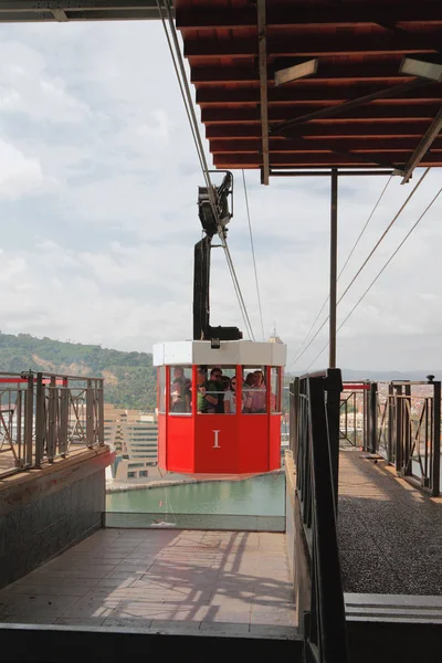 Barcelona Spanien 2018 Kabine Der Seilbahn Und Station Auf Dem — Stockfoto