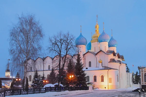 Blagoveshchensky Kathedraal Januari Avonds Kazan Rusland — Stockfoto