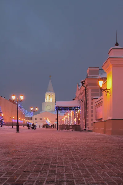 Январе Вечером Улице Шейнкман Kazan Russia — стоковое фото
