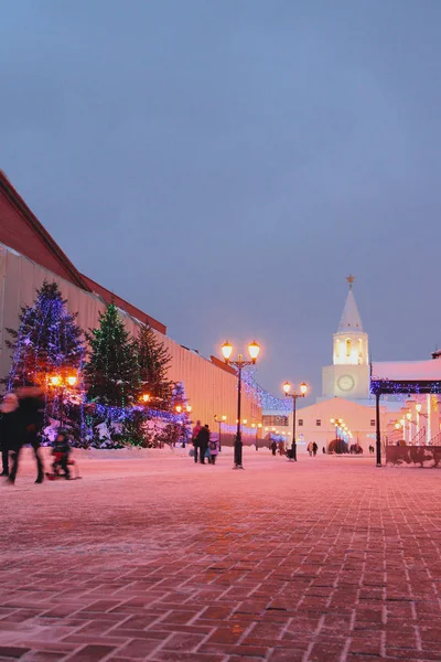 Улица Шейнкман Вечером Зимой Kazan Russia — стоковое фото