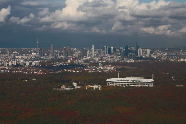 Área Florestal Estádio Cidade Fotografia Aérea Frankfurt Main Alemanha — Fotografia de Stock