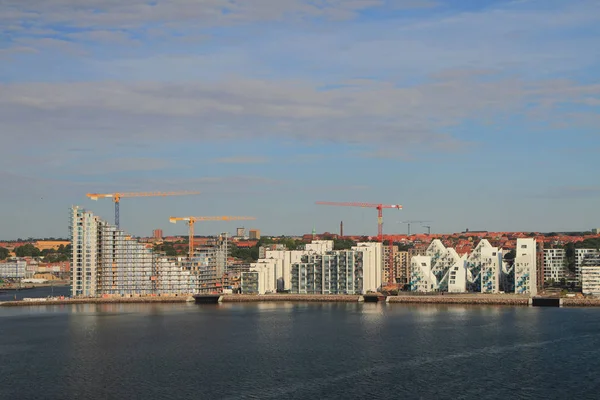 New buildings on bank of sea gulf. Aarhus, Denmark