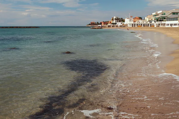 Morza Piaszczystej Plaży Październiku Santa Marinella Włochy — Zdjęcie stockowe