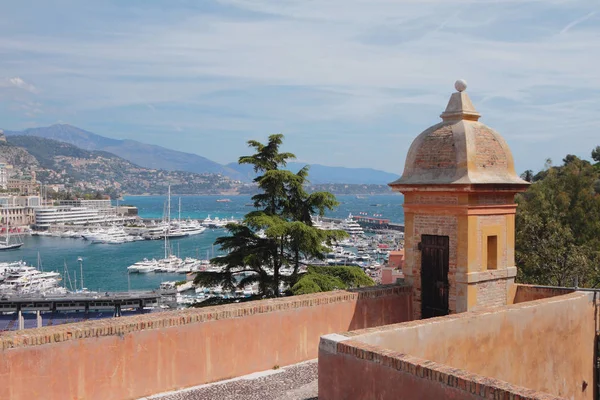 Vakttornet Fästningen Och Havsfjärden Monte Carlo Monaco — Stockfoto