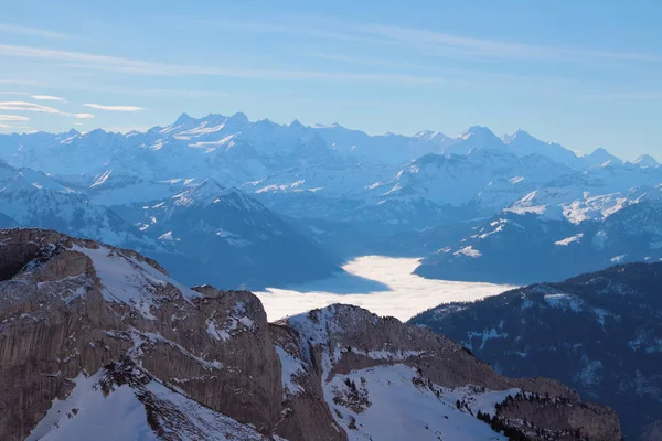 Hory Přesazení Jezera Alpách Pilatus Lucern Švýcarsko — Stock fotografie