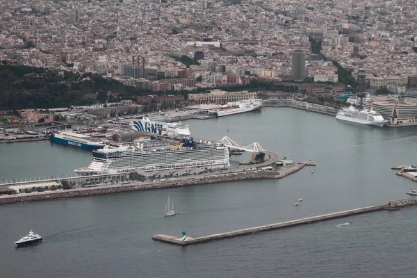 Barcelona Spain Jun 2019 Cruise Port Liners Parking Aerial Photograph — Stock Photo, Image