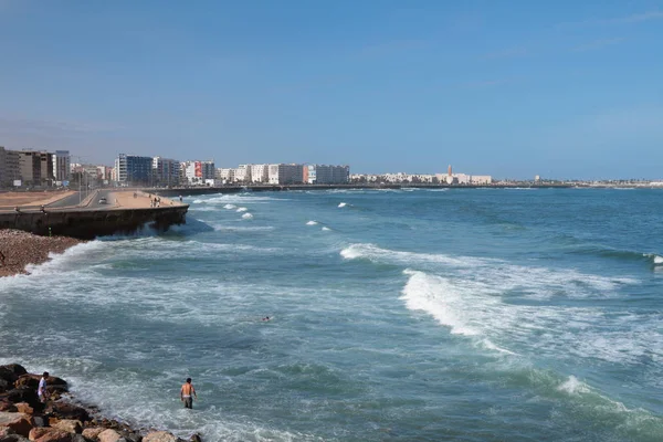 Ciudad Terraplén Océano Casablanca Marruecos —  Fotos de Stock